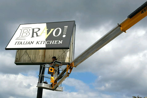 Replace light bulbs, florescent tubes and LEDs in lighted signs